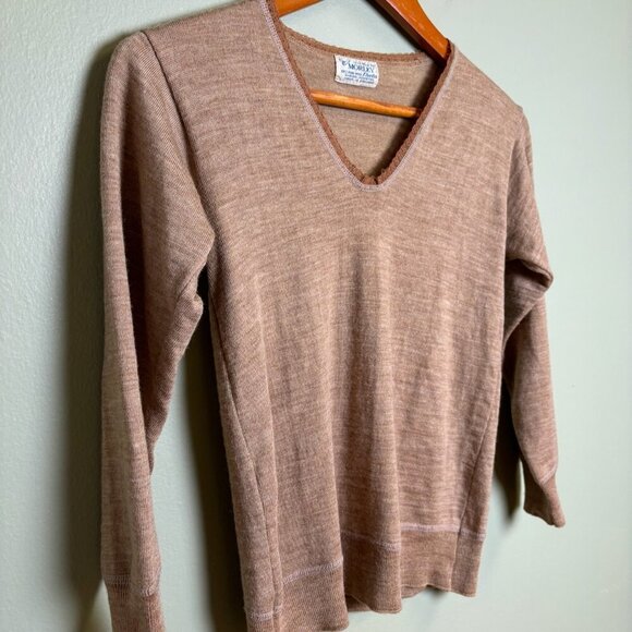 Morley Theta Vtg Sweater XS 100% Pure Wool Mocha Shrink Resisting England Chic - Picture 5 of 12